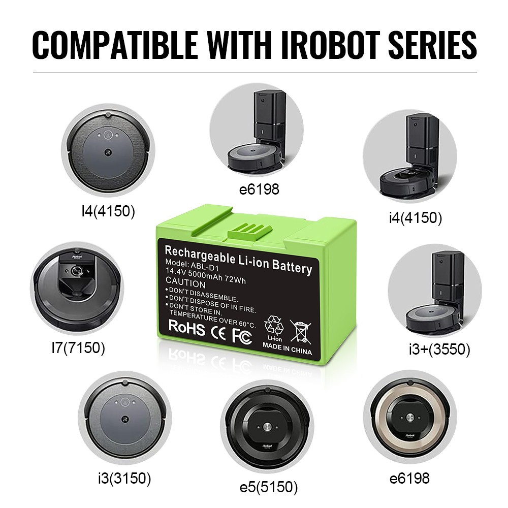 5000mAh Battery For iRobot Roomba e5 e6 i1 i2 i3 i4 i5 i6 i7 i7+ i8 j5+ J6 J7 gallery