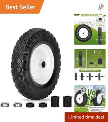 High-Performance 16″ Flat Free Wheelbarrow Tires – Universal Fit, 400 lbs