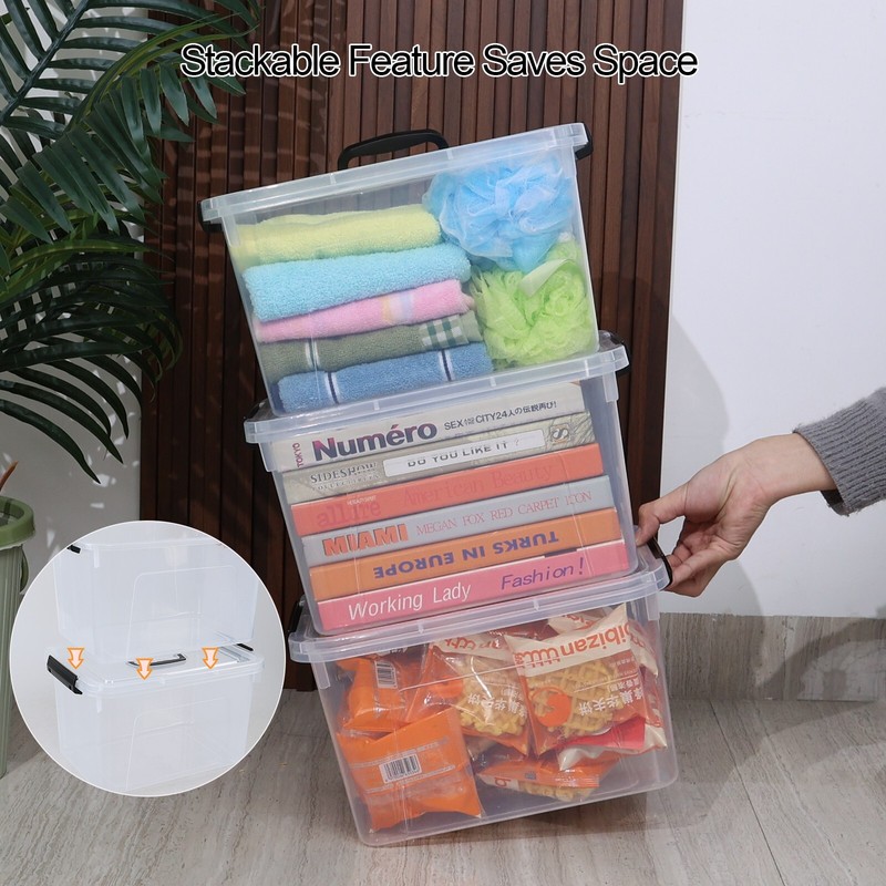 4/6 Packs 12 Liters Stackable Latching Box with Lid & Handle Plastic Storage Bin gallery