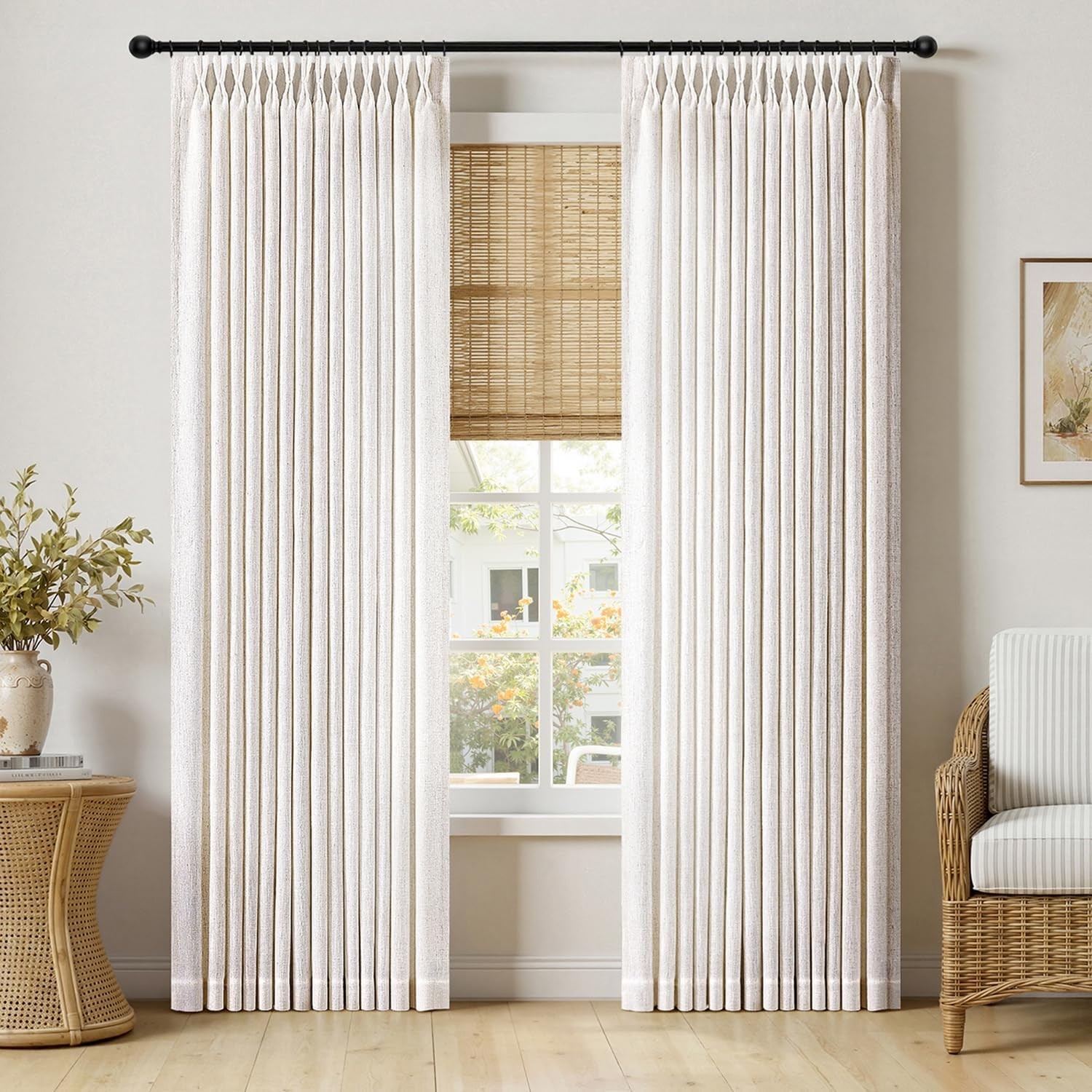 Extra Wide 60 Inch Width Pinch Pleated Thick Linen Curtains 90 Inches Long 2 gallery