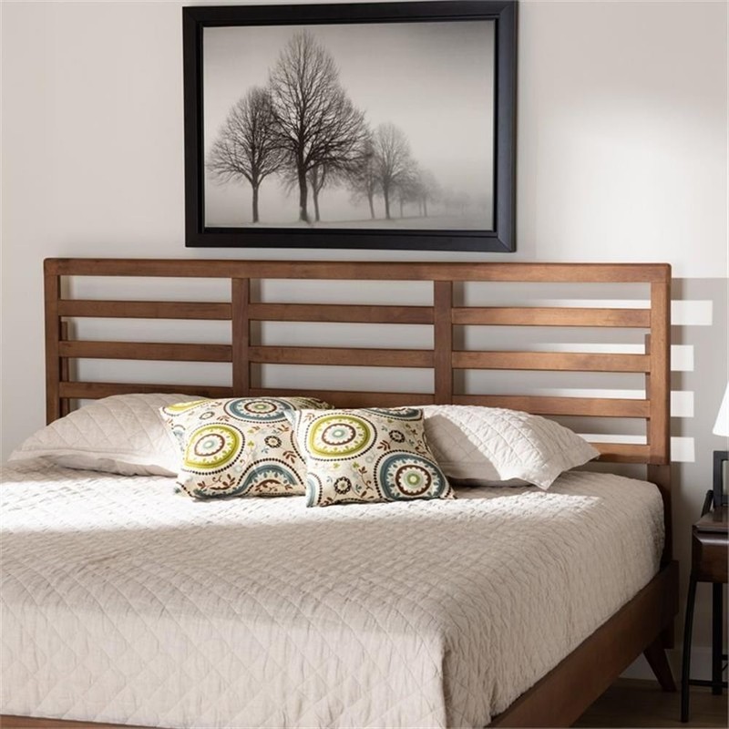 Baxton Studio Akemi Walnut Finished Wood King Size Headboard gallery