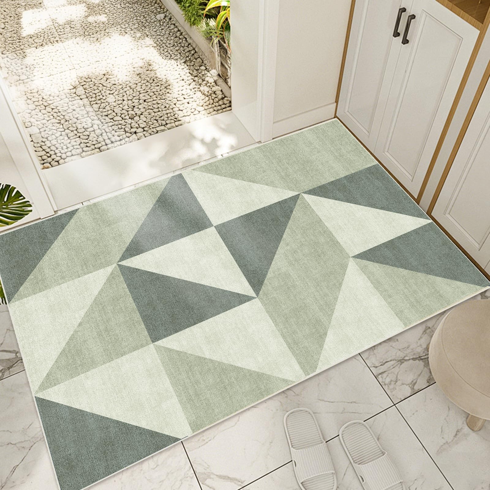 2x3 Abstract Geometric Modern Small Carpet Washable Green Area Rug Doormat fo... gallery