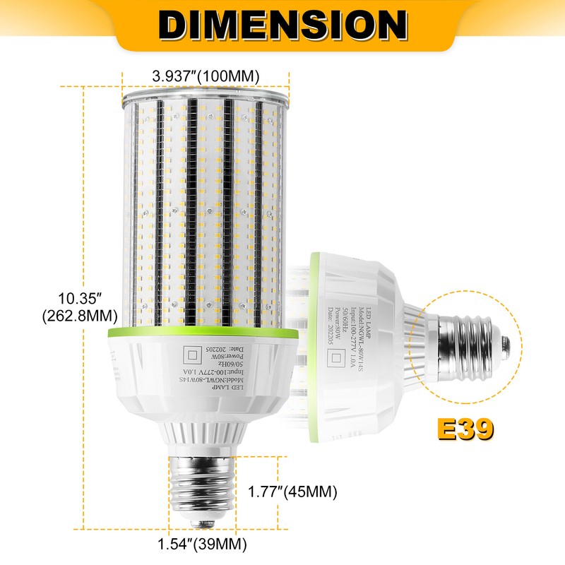 LED CORN BULB Light 80W E39 Mogul Base Replace 400Watt HID/CFL/HPS 5000k 6000k gallery