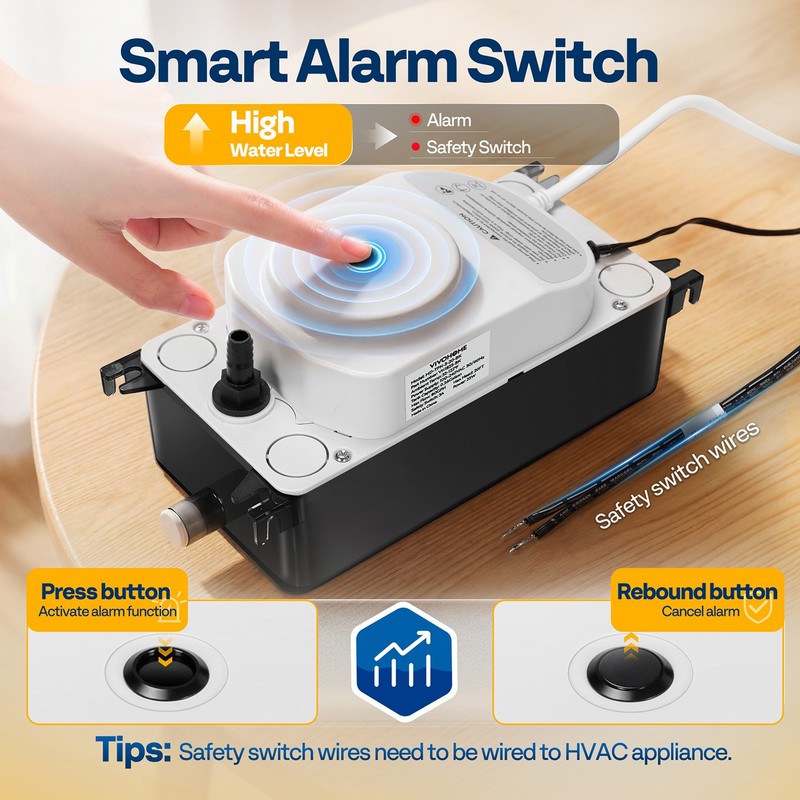 HVAC Condensate Pump 65GPH Automatic Safety Alarm Switch AC Drain Pump 15ft Lfit gallery