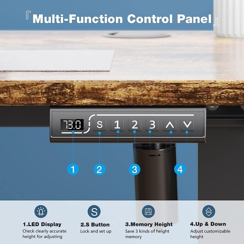 55" Rust Brown Modern Height Adjustable Electric Standing Desk Home Office Table gallery