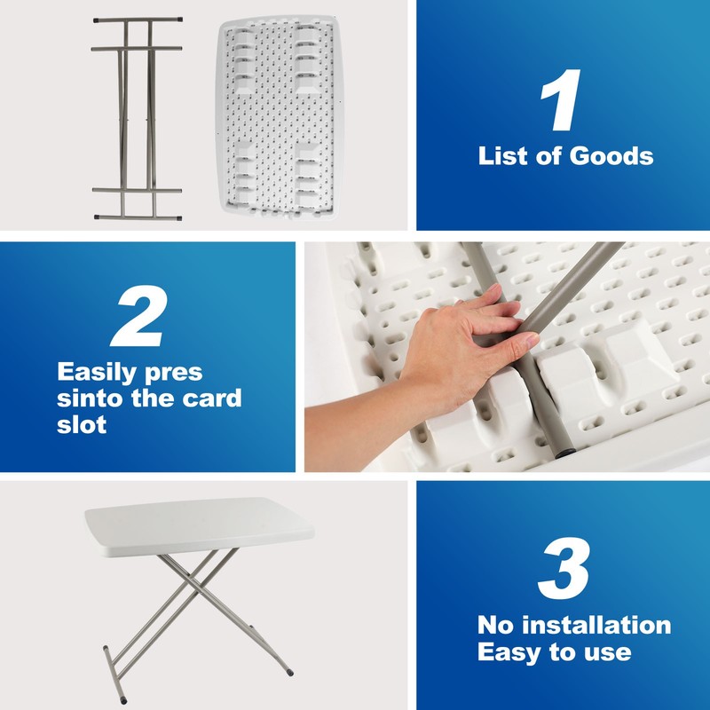 30 Inch Folding Table Utility Adjustable Table for Small Spaces Indoor Outdoor gallery