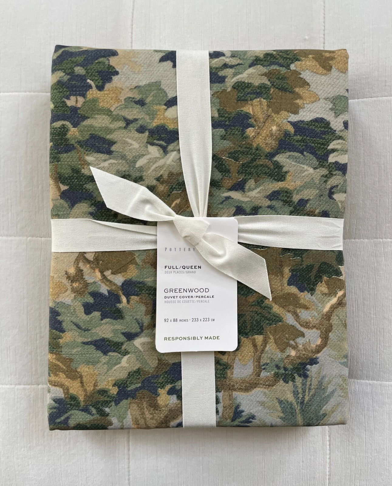 Pottery Barn GREENWOOD Percale Full/Queen Duvet Cover Multicolor NWT gallery