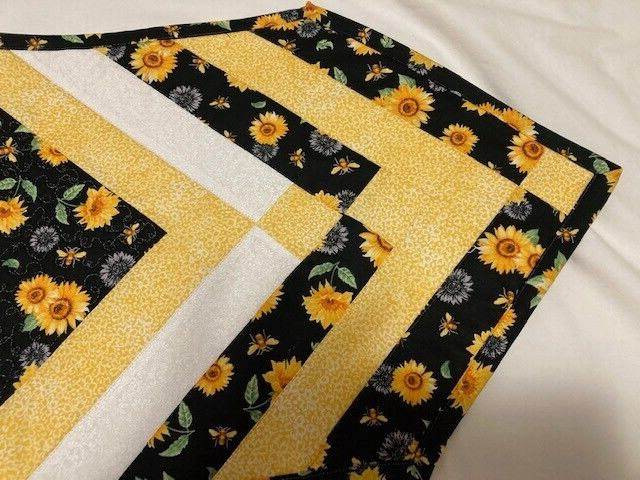 Spring,Summer, Fall "Bees and Sunflowers "Quilted Table Runner 13in x36 in gallery