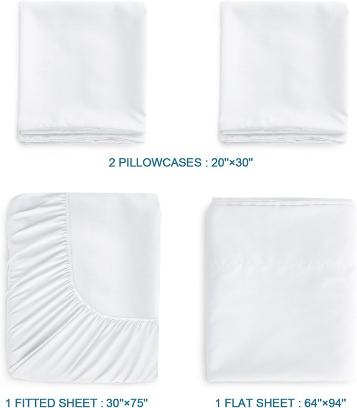 Super Soft RV Short Queen Sheet Set for RV Camper 4 Piece Bed Sheet Set White gallery
