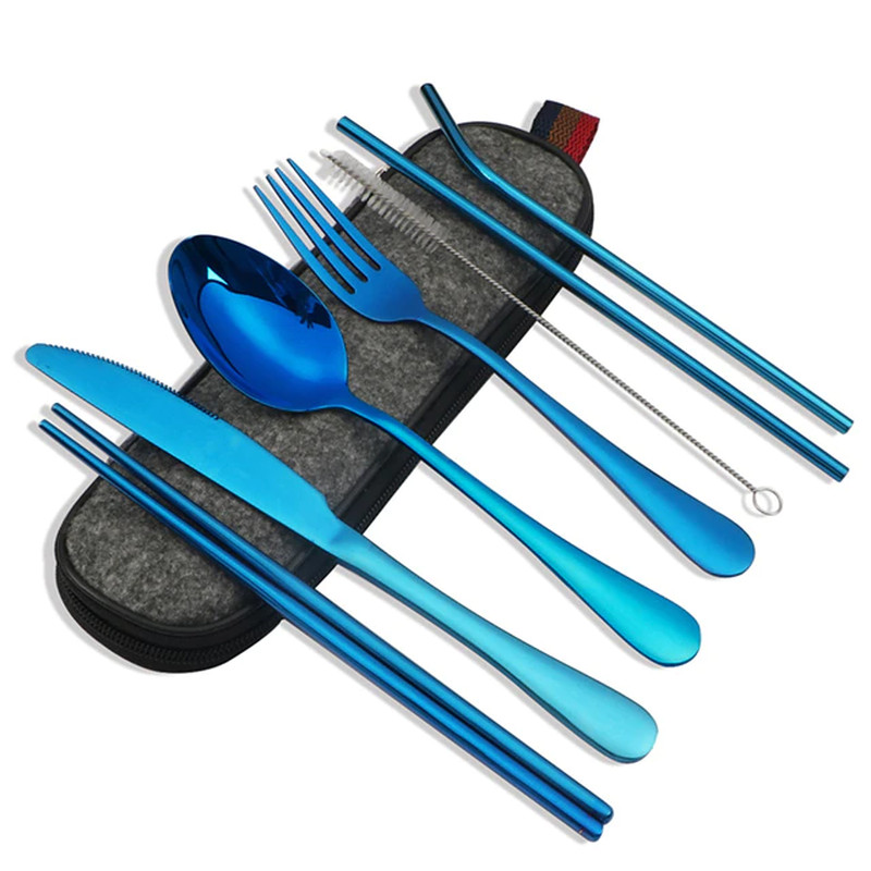 8Pcs/Set Tableware Reusable Travel Dinnerware 9 Color European,American gallery