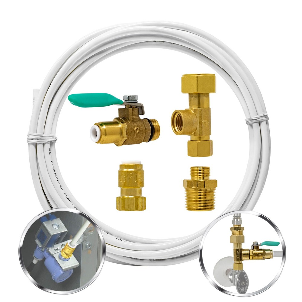 Metpure Ice Maker Fridge Install Kit – Stop Tee-Valve-1/4" Fittings, 25' Ft Tube