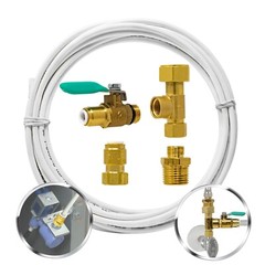 Metpure Ice Maker Fridge Install Kit – Stop Tee-Valve-1/4″ Fittings, 25′ Ft Tube