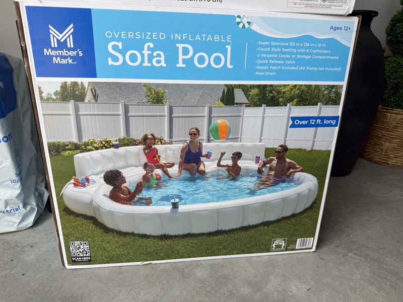 Member's Mark Oversized Inflatable Sofa Pool - White 2 Day Shipping! gallery