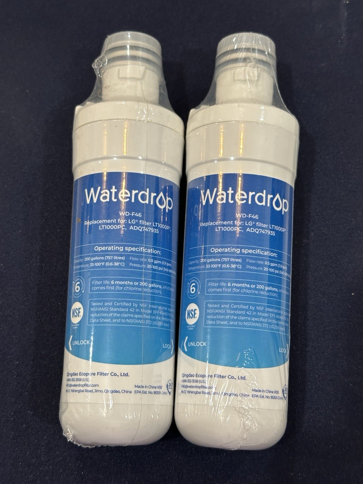 Waterdrop WD-F46 Replacement Refrigerator Water Filter New/Sealed gallery