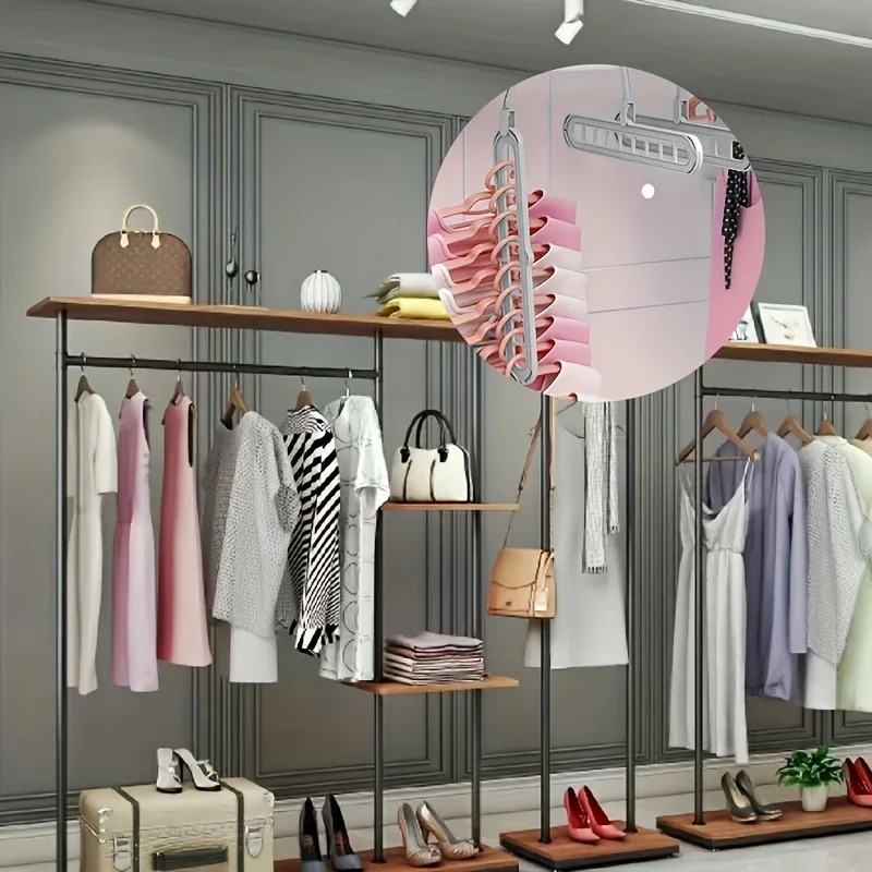 3pcs, Plastic 9-Hole Foldable Hangers, Heavy Duty Space Saving Clothes Organizer gallery
