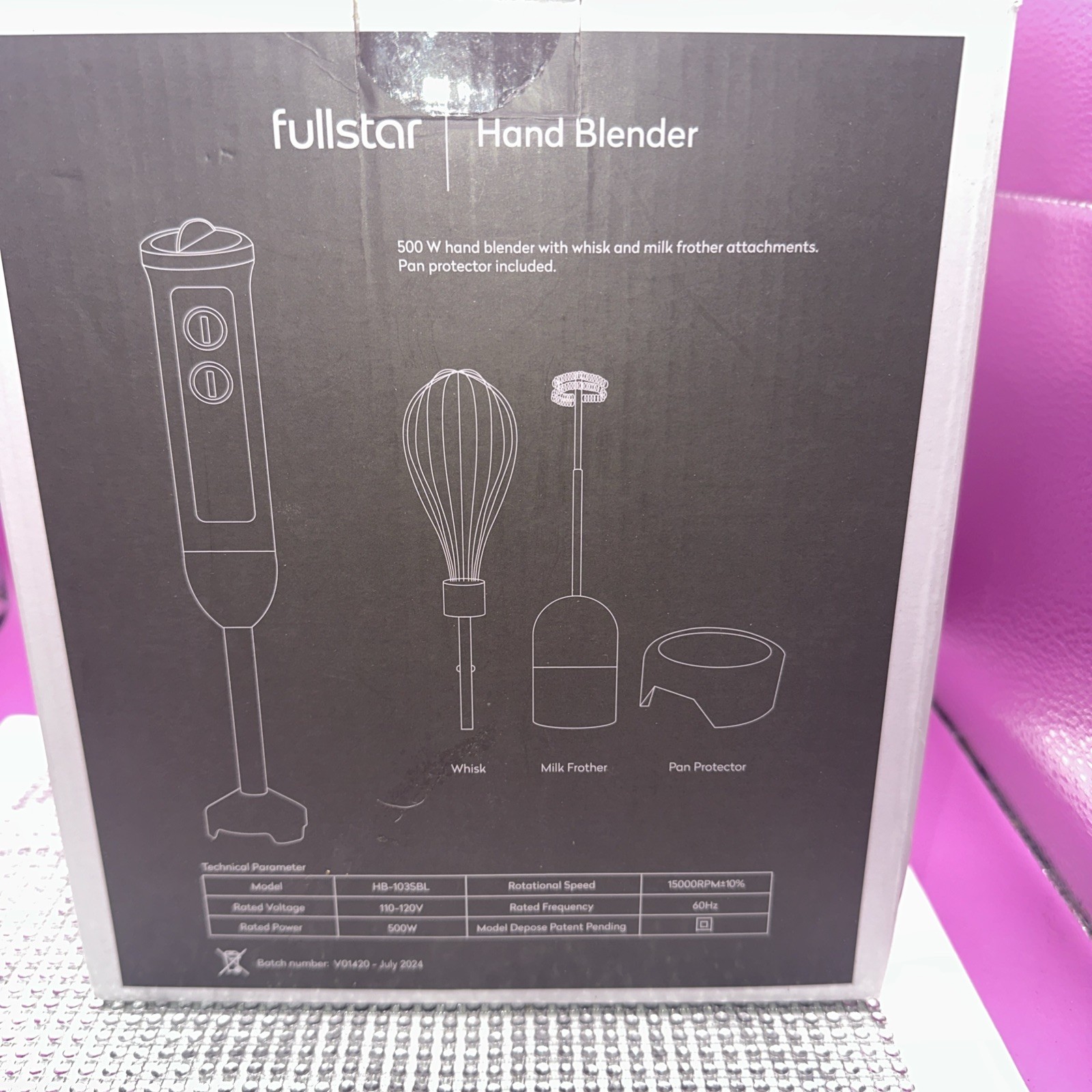 500w Fullstar HB-103SBL Hand Blender Set Black New Open Box Immersion Blender gallery