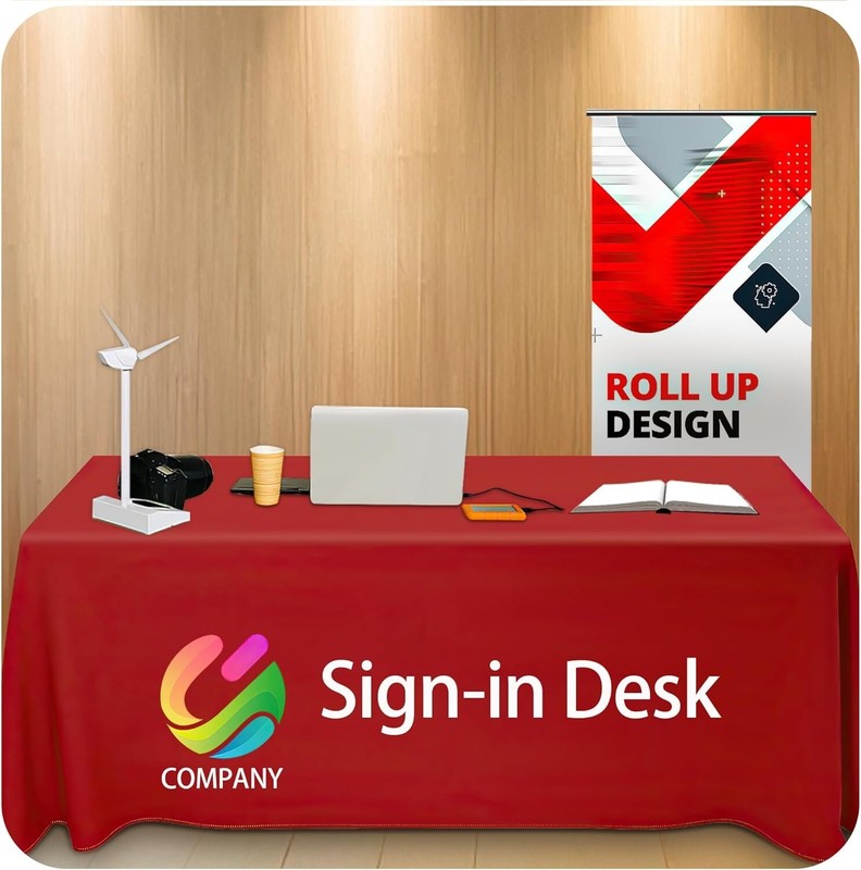 Customized Rectangle Tablecloth with Logo Personalized Table Cloth for Events gallery
