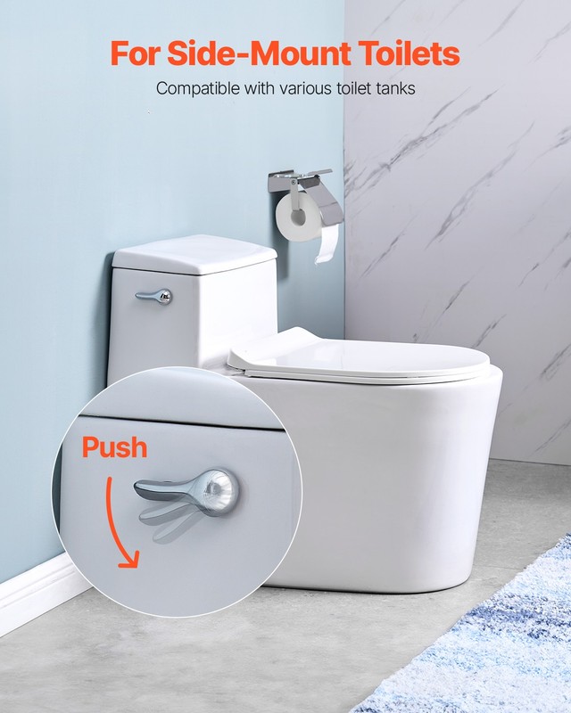 VEVOR Toilet Handle Replacement Kit Side Universal Toilet Flush Handle Chrome gallery
