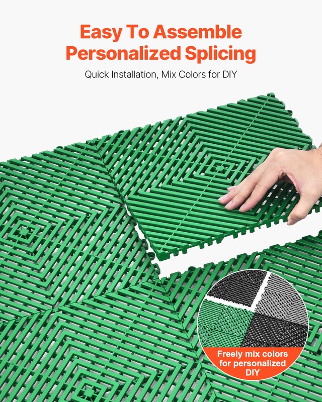 VEVOR Interlocking Drainage Mat Drainage Cushion 12” x 12” Modular Floor Tile gallery