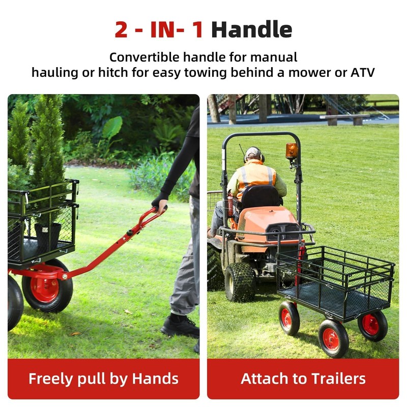 Heavy Duty Pullable Garden Utility Wagon Yard Cart 1400 lbs w/10" Tires for Lawn gallery