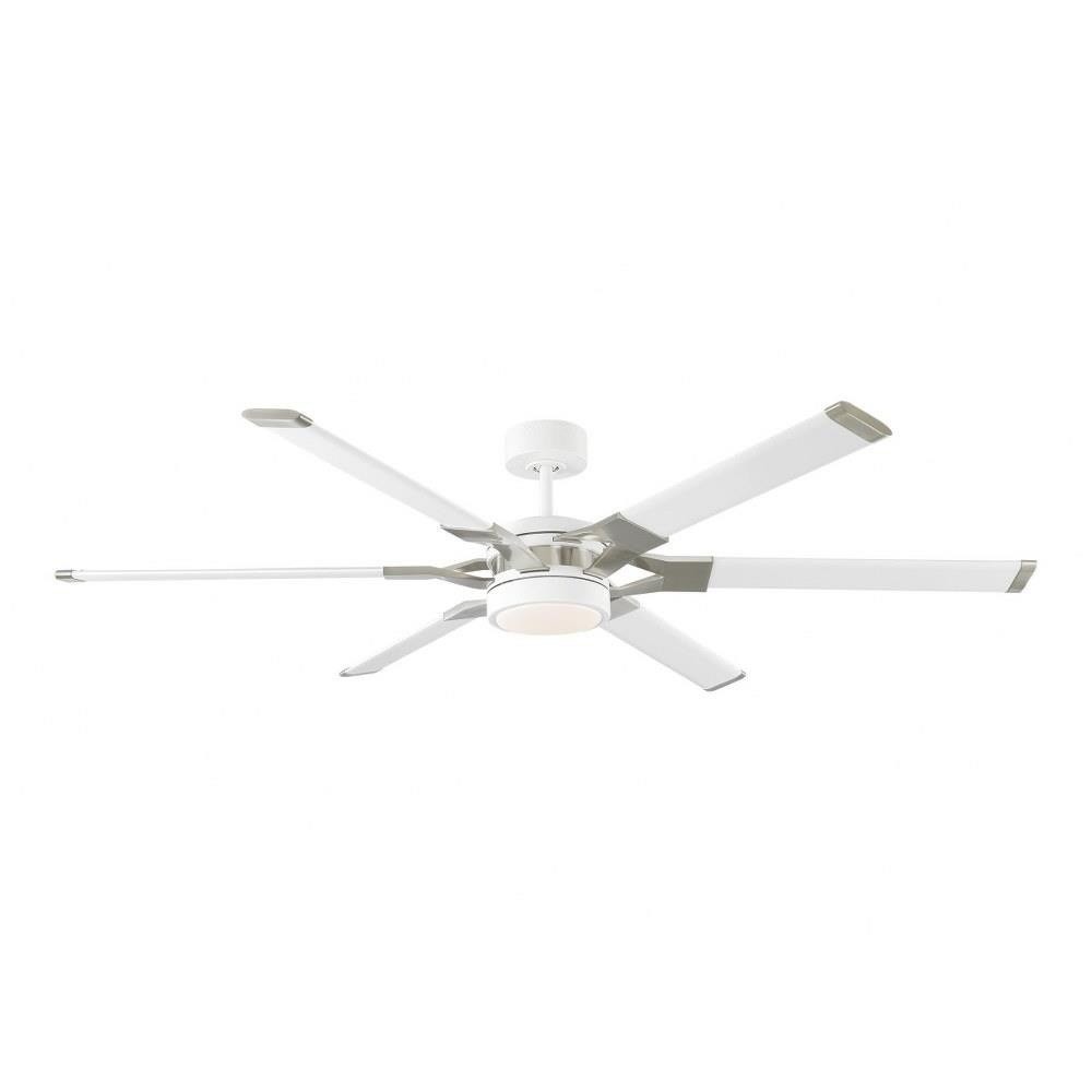 62 Inch 6 Blade Ceiling Fan with Light Kit-Matte White with Brushed Steel Finish gallery