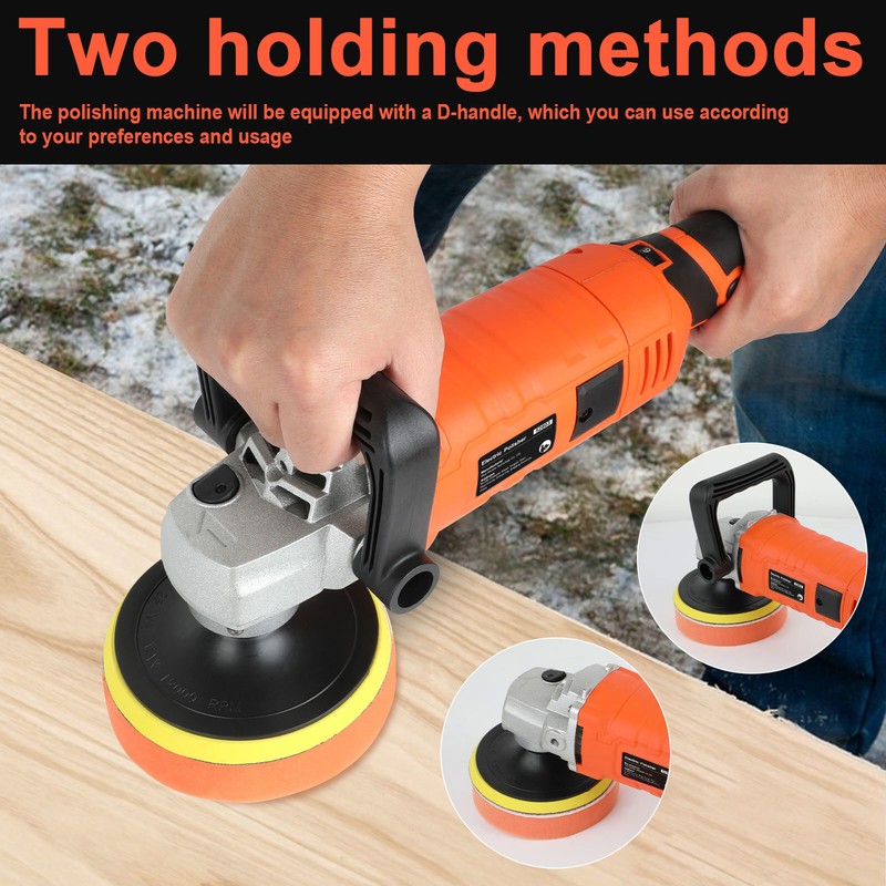 Buffing Pad Machine Kit Buffer Polishing Car Polisher Waxing Tool Set 7" 1580W gallery