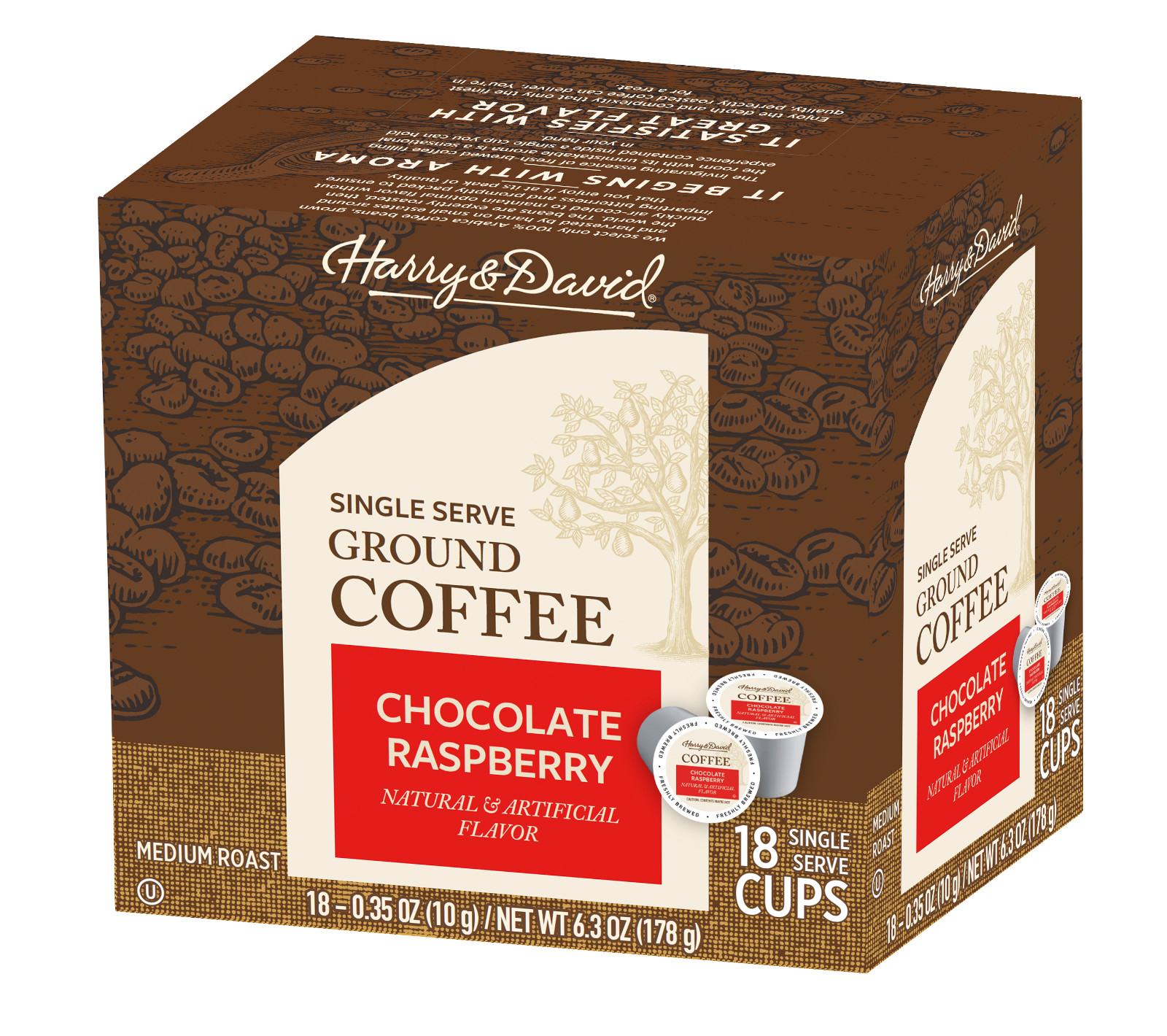 Harry & David Gourmet Coffee, Chocolate Raspberry, 18 Single Serve Cups gallery