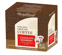 Harry & David Gourmet Coffee, Chocolate Raspberry, 18 Single Serve Cups