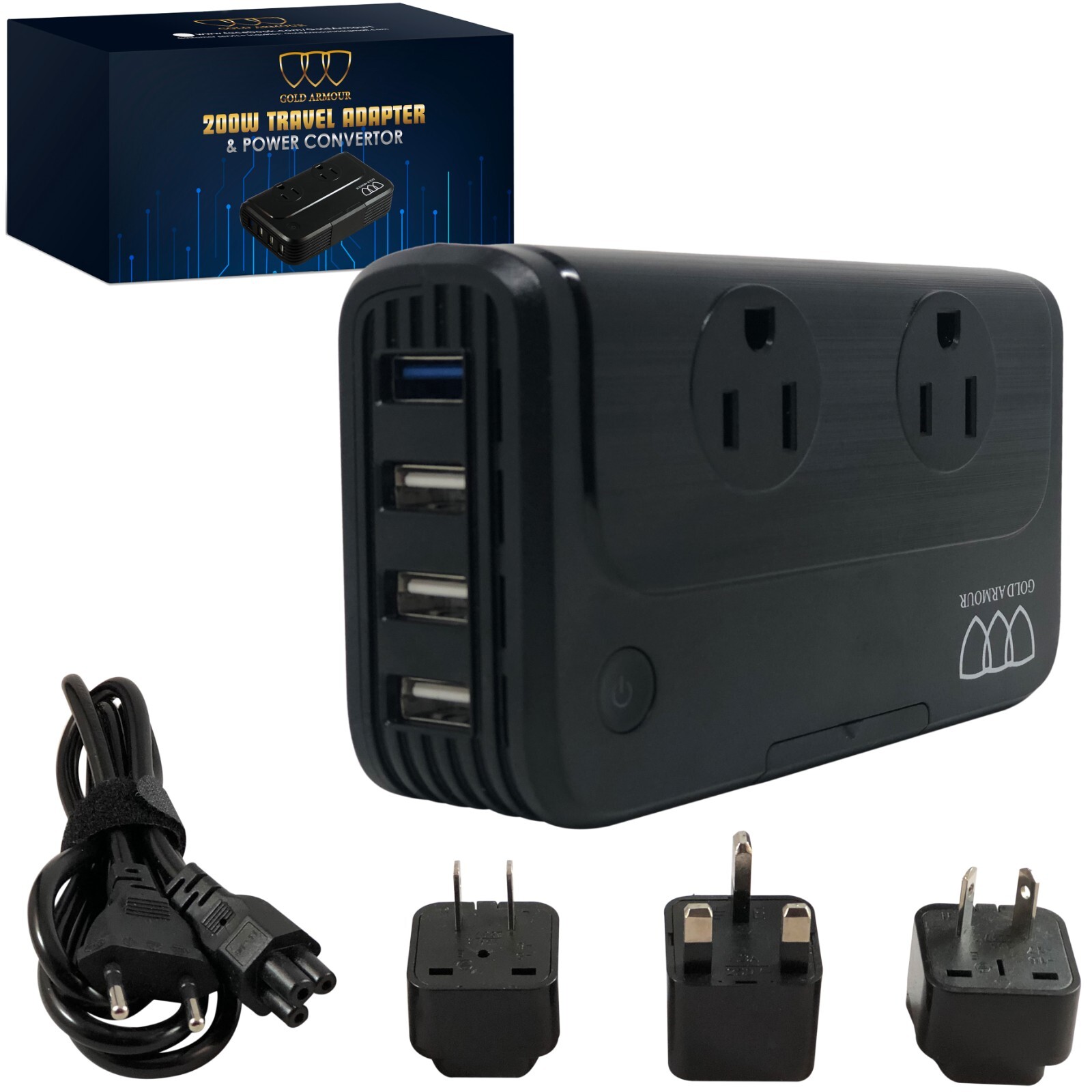220V to 110V Step Down Voltage Converter 2-Outlet 4 USB Travel Adapter Converter gallery