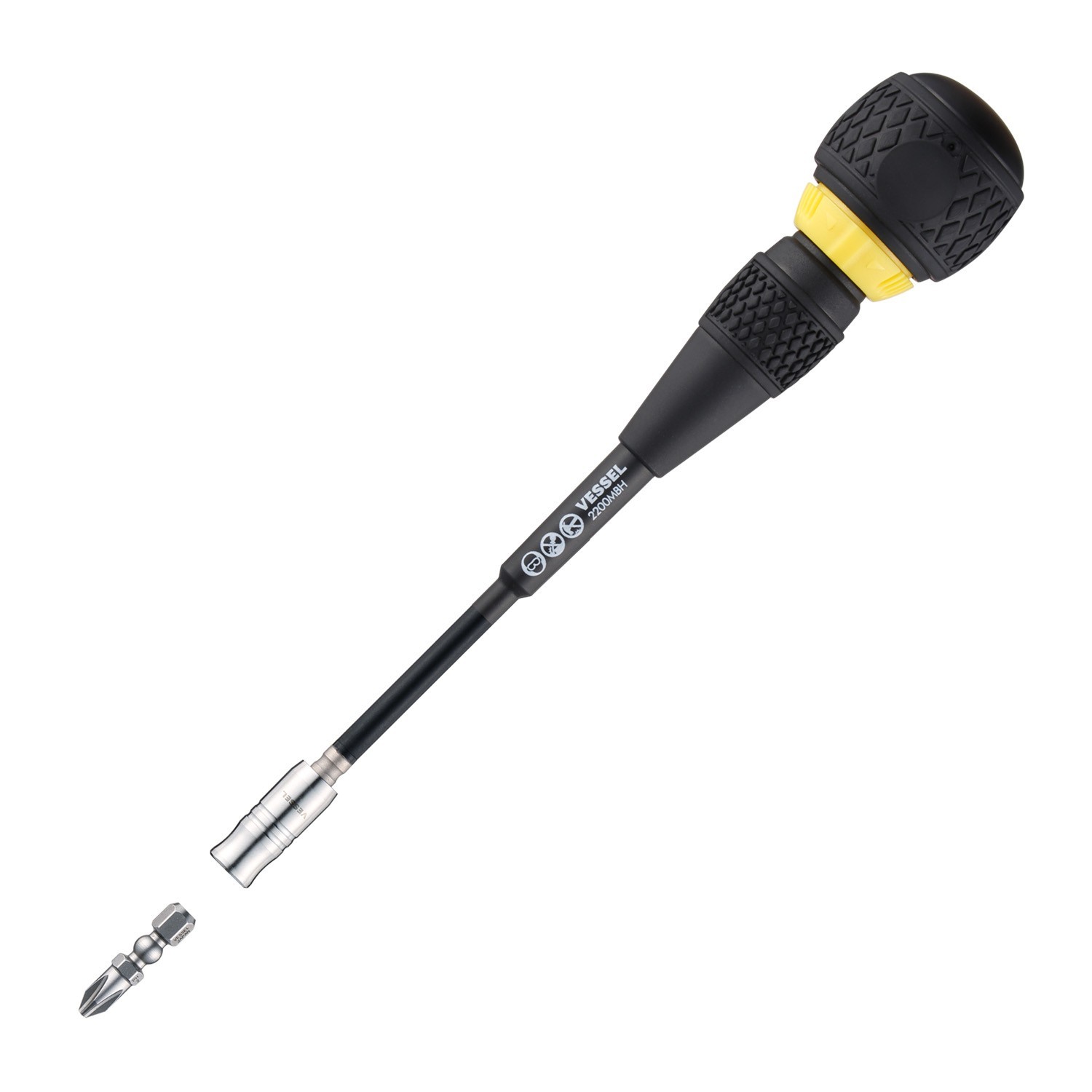 Vessel Ball Grip Ratcheting Screwdriver Interchangeable w JIS P2 Bit 12200MBH120 gallery