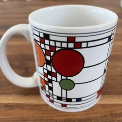 Frank Lloyd Wright Style Geometric Coffee Mug Abstract Modern Art Ceramic Cup