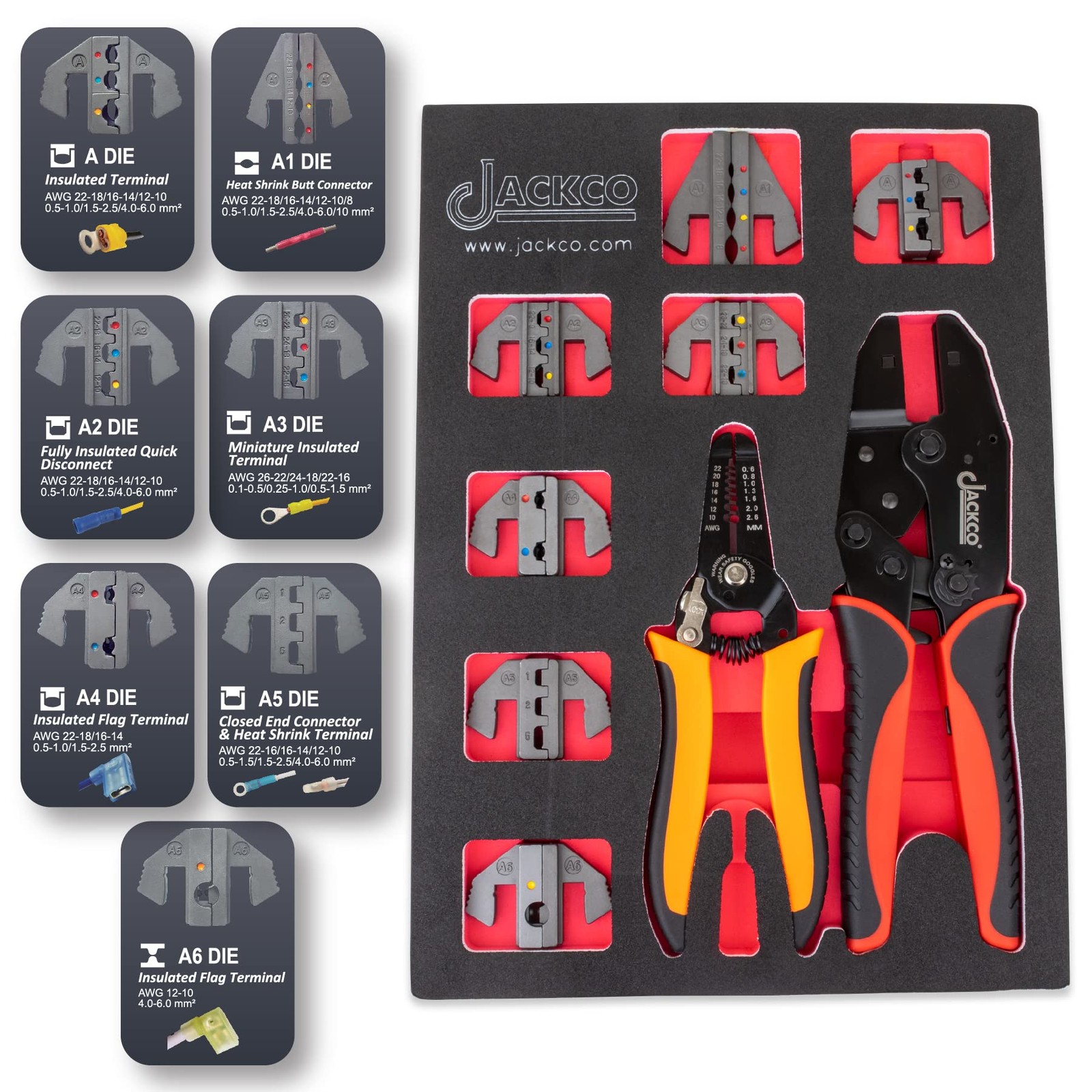 TGR Interchangeable Ratcheting Terminal Crimper Set - 7 Die Sets Quick Black gallery