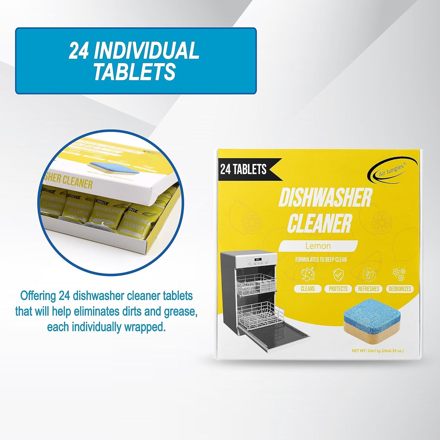 Dishwasher Cleaner Tablets 24 Count, Fragrance Free, Deep Cleaning Descaler Pods gallery