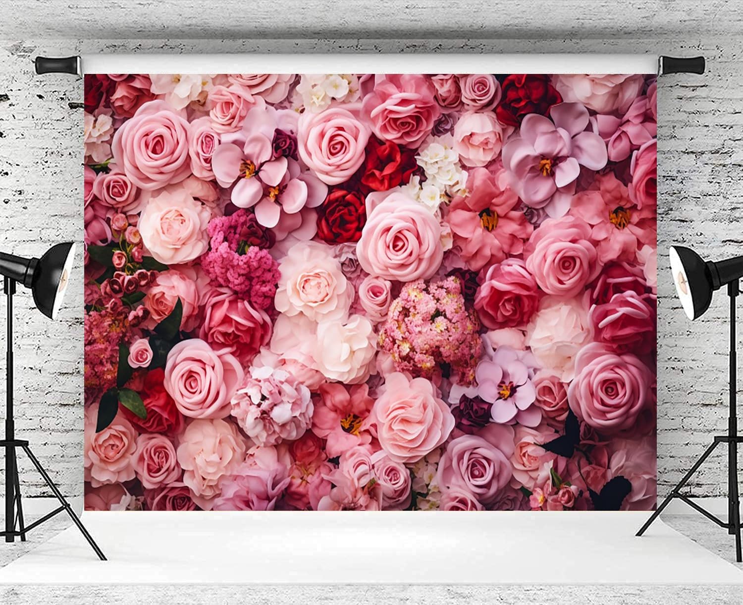 10x8ft Flower Backdrop Pink Red Rose Flowers Floral Wall Photography Background gallery