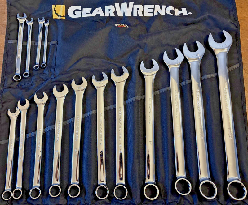 GearWrench (15) Pc. SAE Long Pattern Combination Non-Ratcheting Wrench Set - NEW gallery