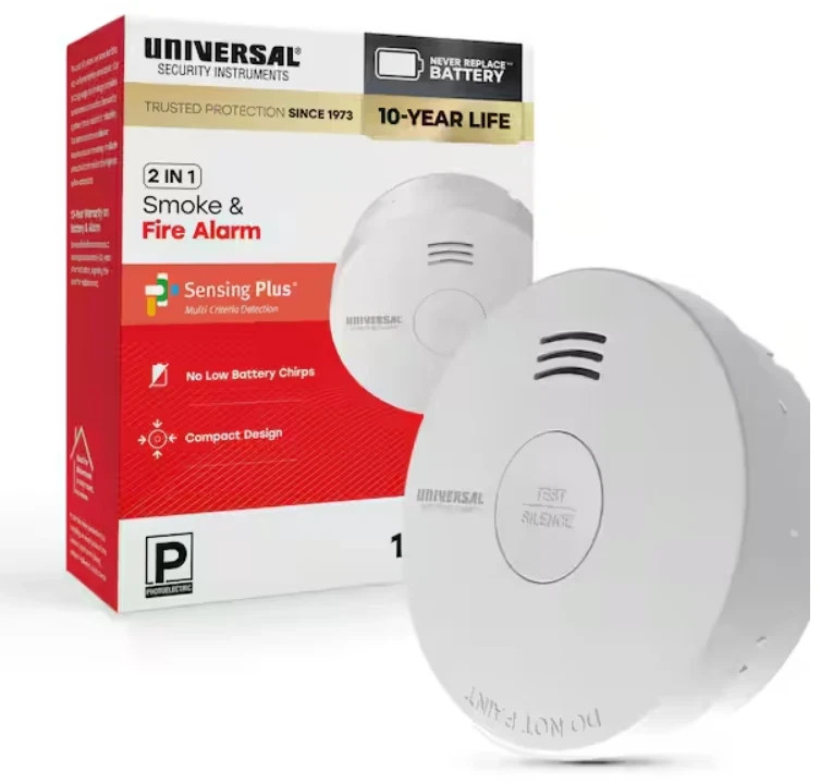 NEW USI/SM/10Y/MINI 2-In-1 Mini Smoke & Fire Alarm w/ Photo Sensor 10Yr Battery gallery