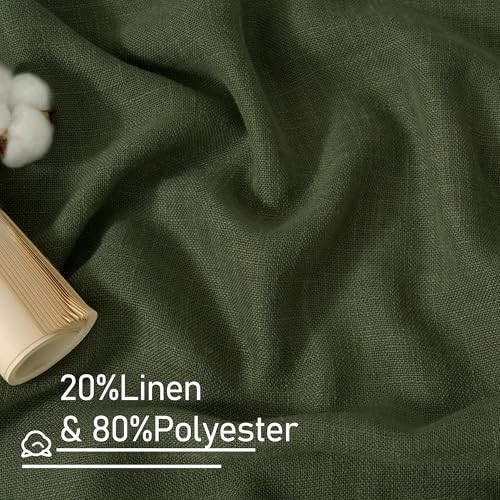 Semi Sheer Linen Curtains, Light Filtering 34"W x 63"L (Pack of 2) Olive Green gallery