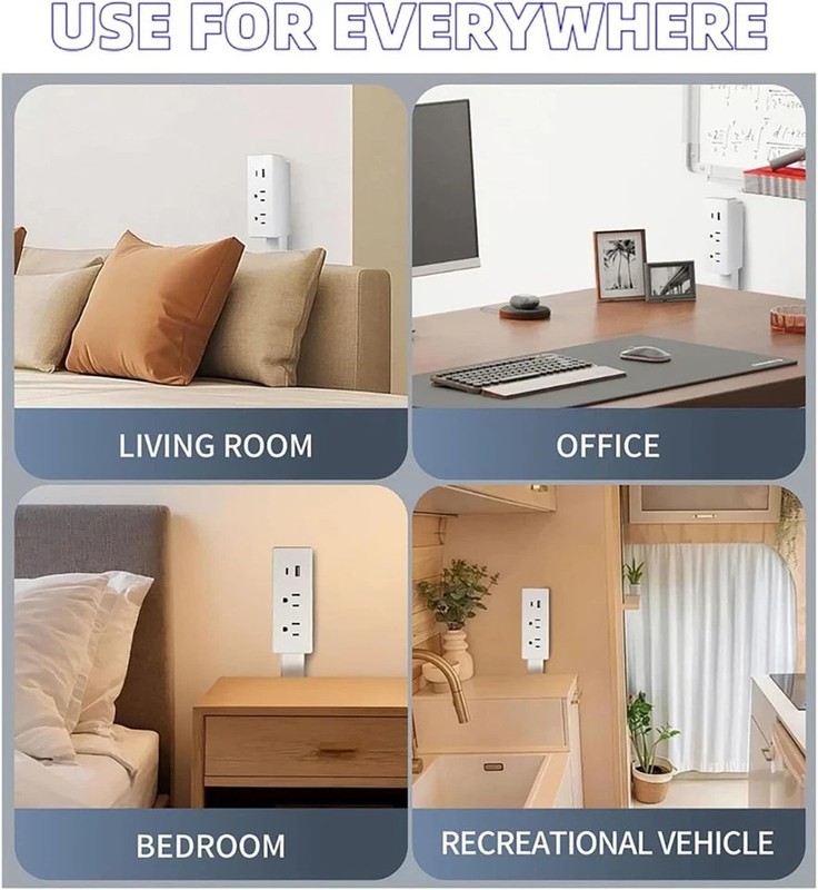 Electrical Outlet Expander Power Socket Rotating Extender Sofas Nightstands Desk gallery