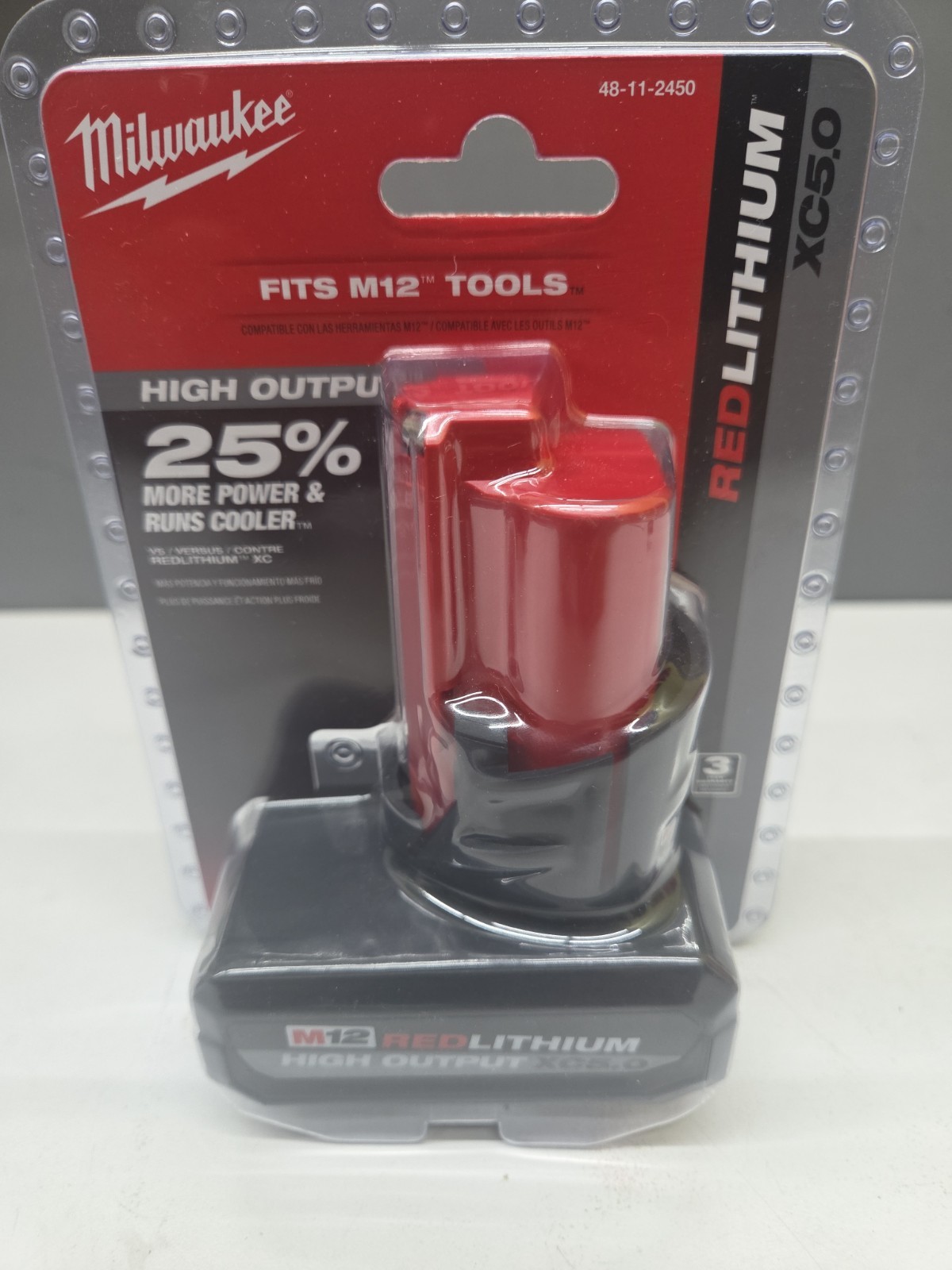 Milwaukee M12 High Output XC5.0 Lithium-Ion Battery Pack - Red (48-11-2450) gallery