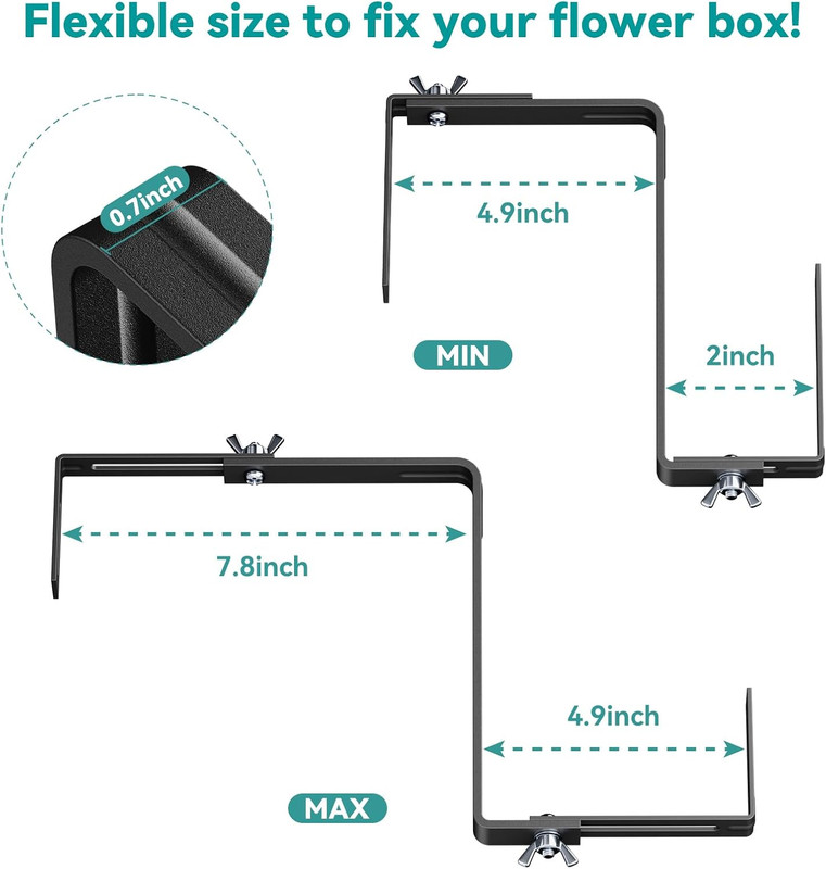 Adjustable Planter Box Brackets,Enhanced Bottom Support,Universal Outdoor Hangin gallery
