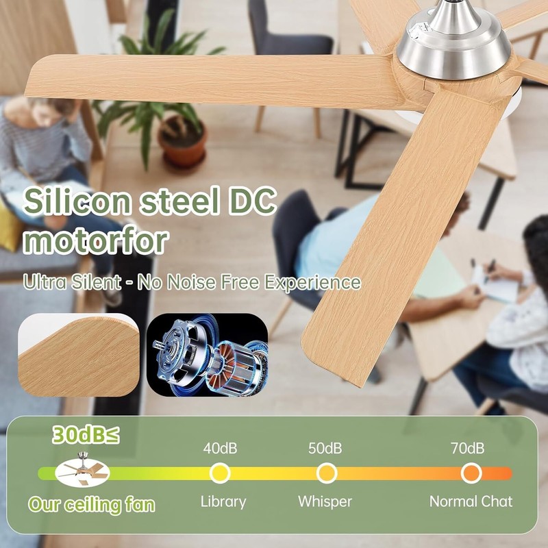 Sofucor Fan 52" Dimmable Light Ceiling Fan Reversible W/ 6 Speed 5 Blade Remote gallery