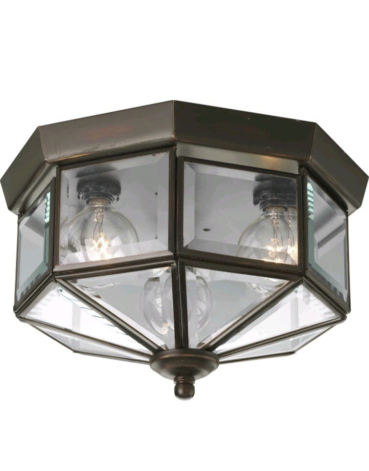 Progress Lighting P5788-20 Ceiling 3-Light Antique Bronze Beveled Glass 9-3/4" gallery