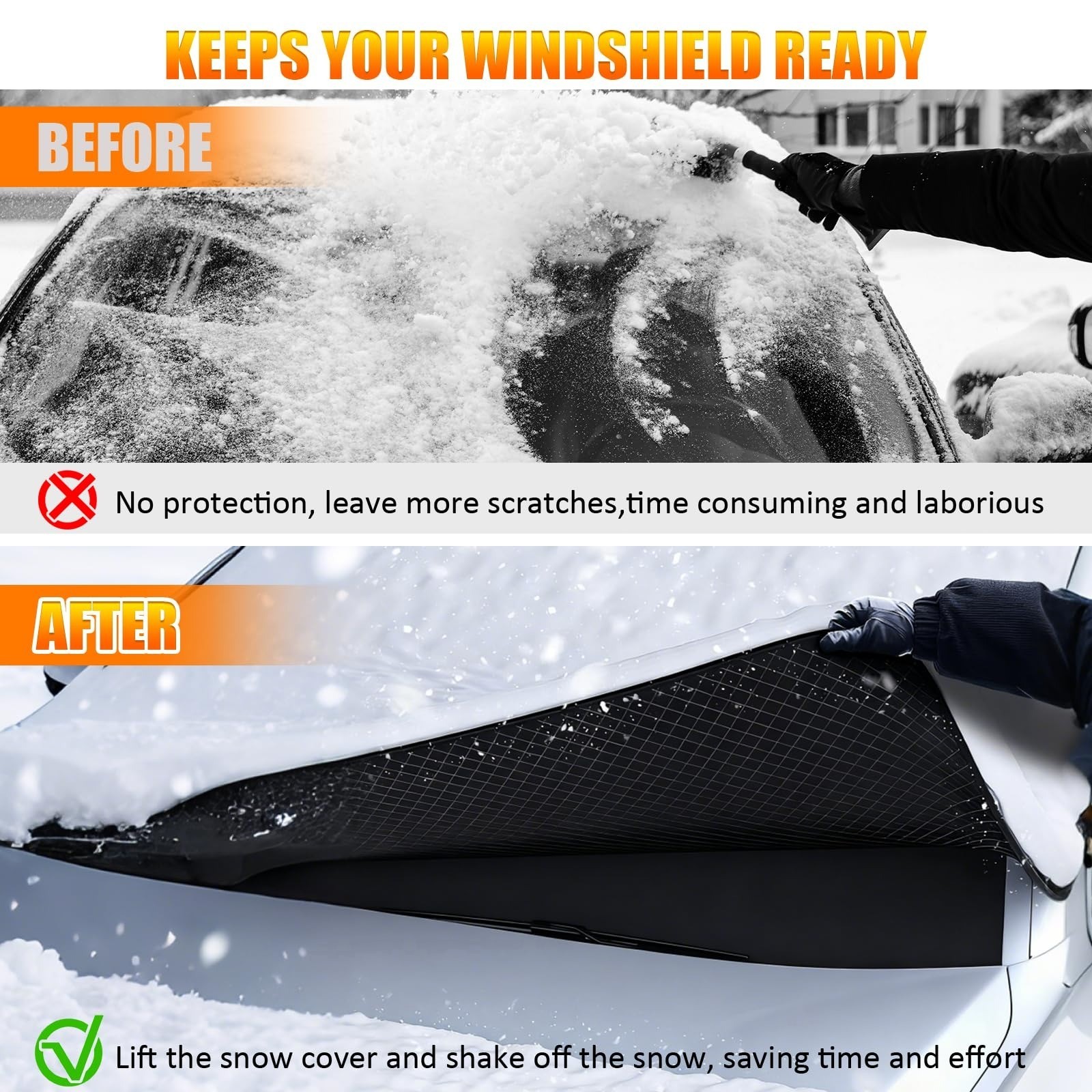 Universal Magnetic Windshield Snow Cover for Car, Ice Protector(Large)﻿﻿ gallery