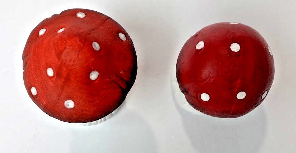 Hand Painted Terracotta Red Polka Dot Lodge Cabin Style Home Decor Mushrooms gallery