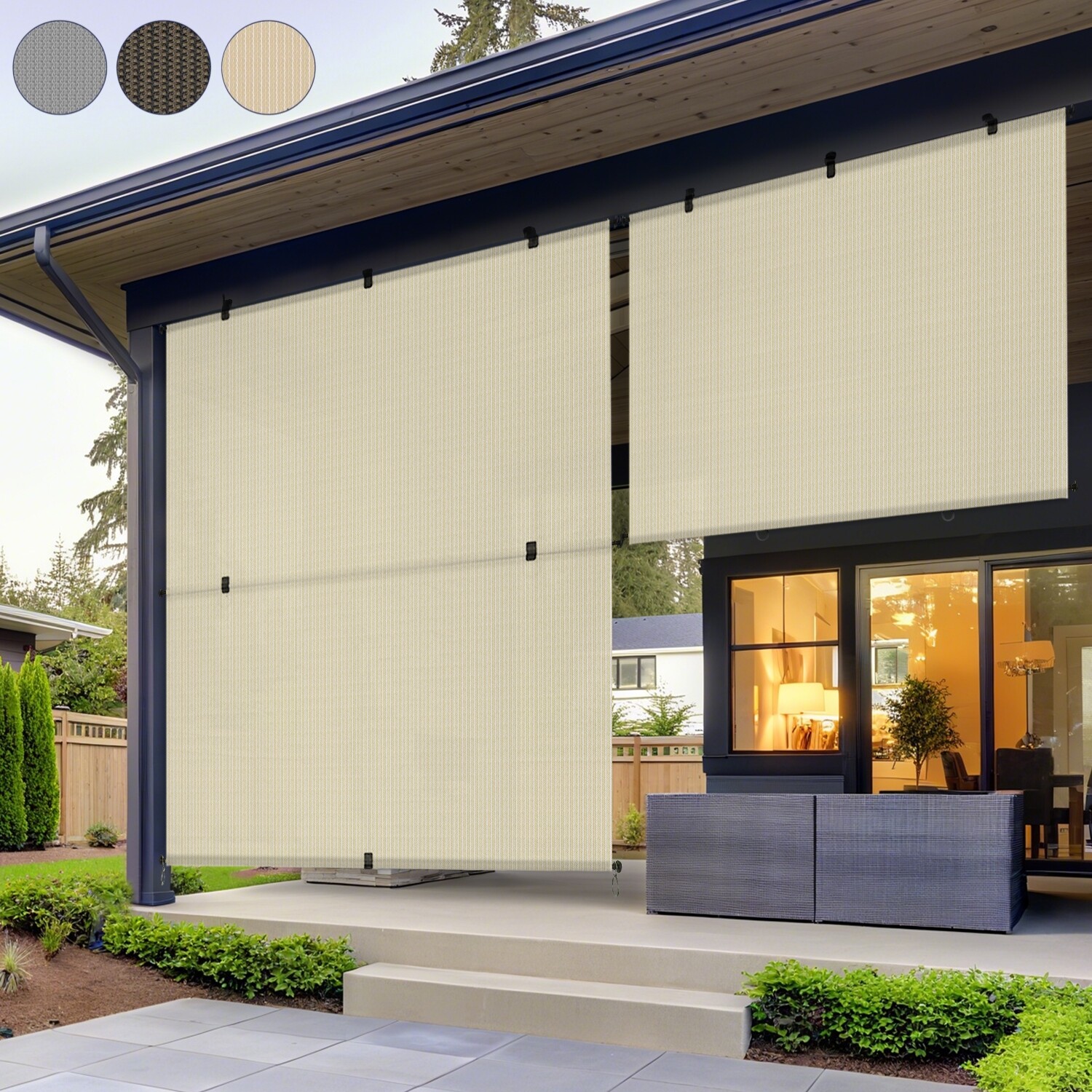 Foldable Sun Shade Curtain Roll up Shade Roller Shade Patio Porch Gazebo Pergola gallery