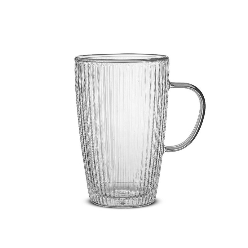 (2 pack) Ribbed 15 oz Double Wall Glass Mug with Handle gallery