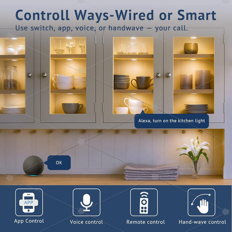 Smart Under Cabinet Lights, Dimmable Puck Lighting with App & Voice Control gallery
