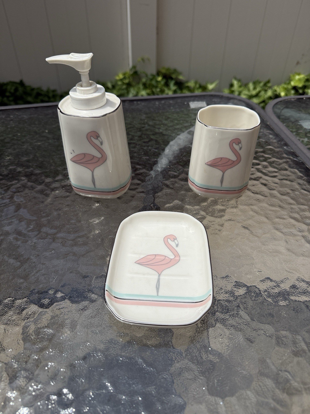 Flamingo Three-Piece Bathroom Set made by Saturday night LTD gallery
