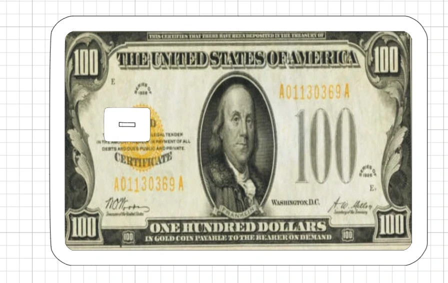 $100 Gold Certificate Debit Card Credit Card Skin Sticker ATM USA Replica gallery