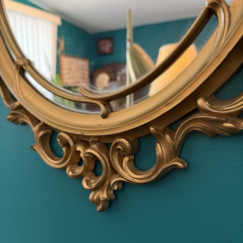Gold Scrollwork Wall Mirror Rococo Baroque Vintage Syroco 60s Hollywood Regency gallery